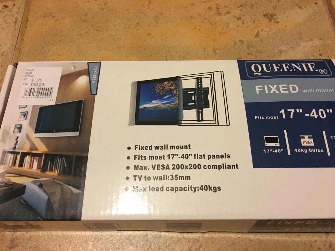 Fixed wall tv mount, TV & Home Appliances, TV & Entertainment, TV Parts