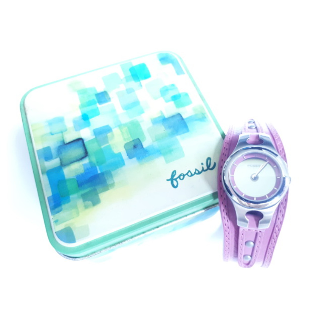 Jam Tangan Fossil Cewek Pink Dial Changes Color Like New, Fesyen Wanita