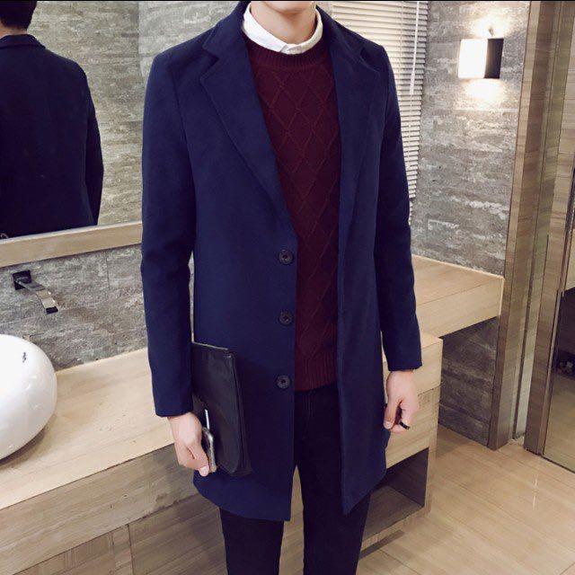 Korean Men Wool Trench Coat Po Men S Fashion Clothes On Carousell