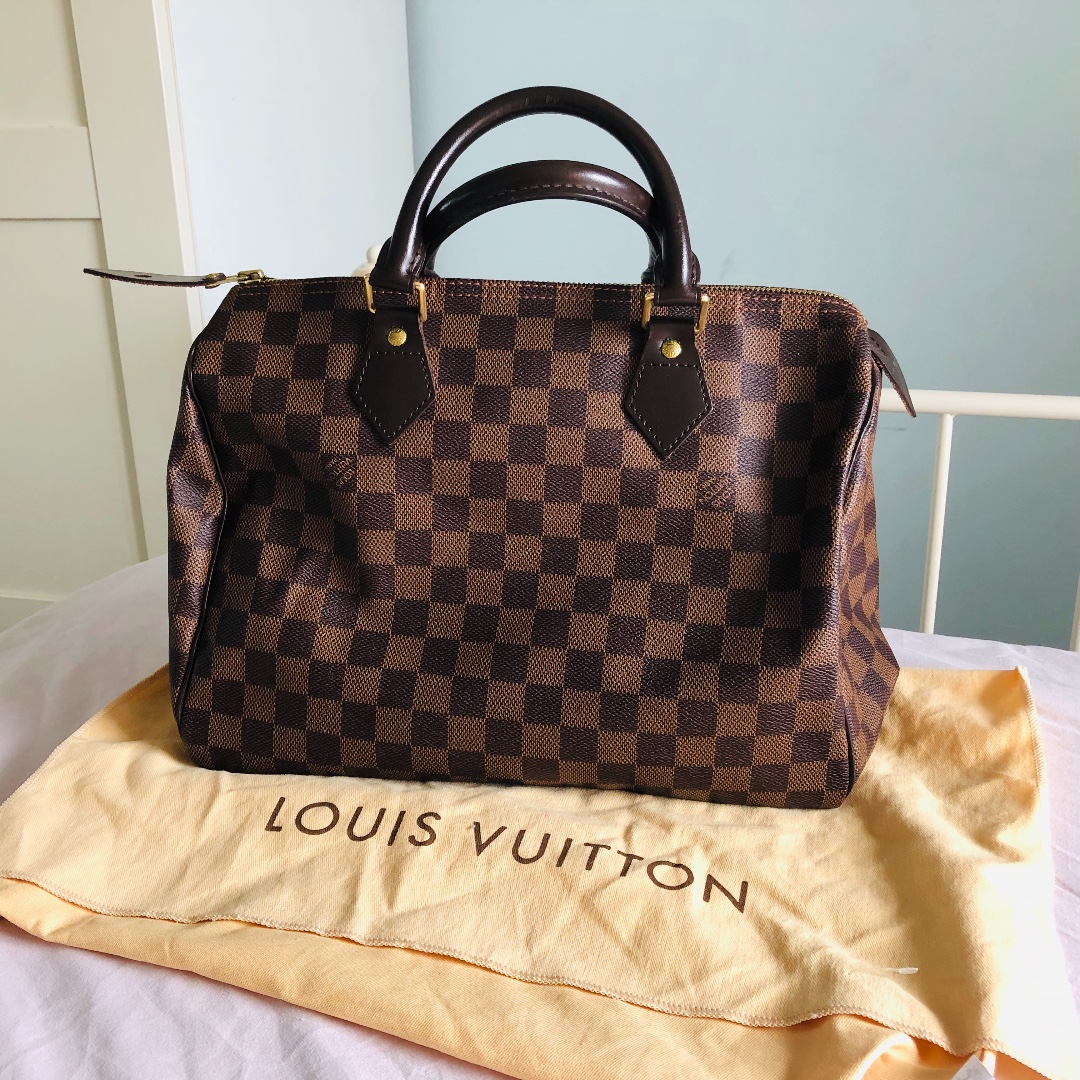 Auth Louis Vuitton Speedy 30 Damier Ebene N41531 No Keys And Lock