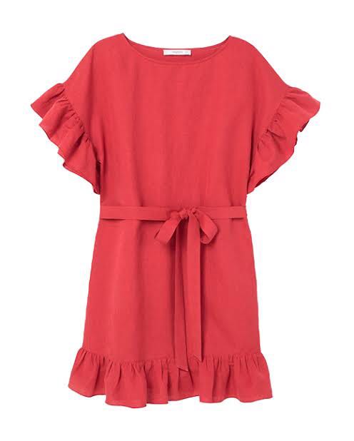Mango red linen dress Women s Fashion Dresses Sets Dresses on