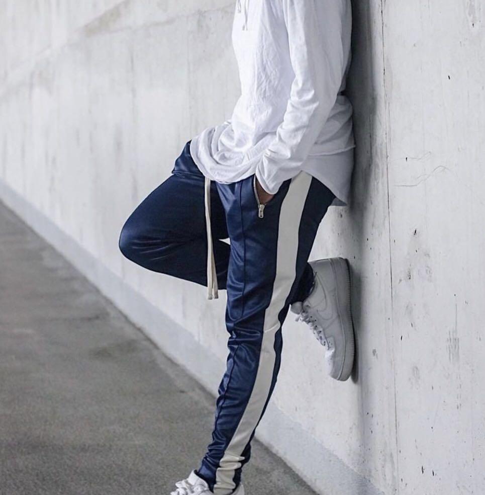 mnml track pants black white