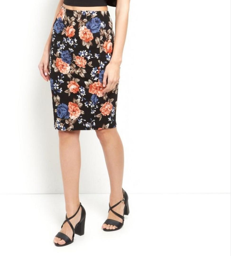 Floral pencil skirt new look online