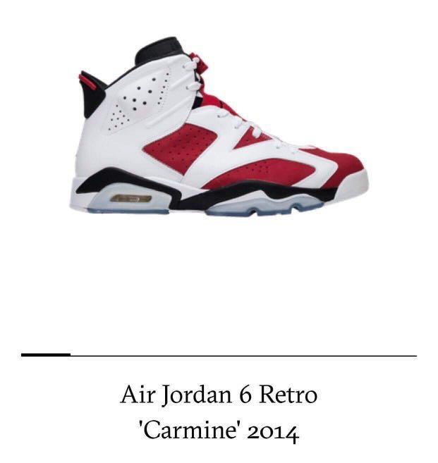 Nike Air Jordan 6 Retro CARMINE 2014 Men s Fashion Footwear