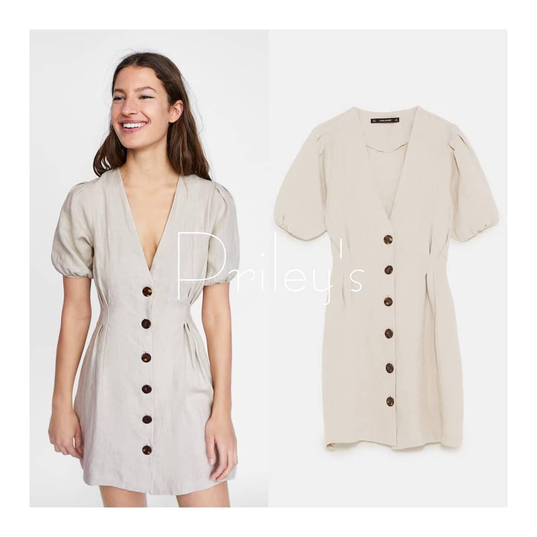 White button down linen dress clearance