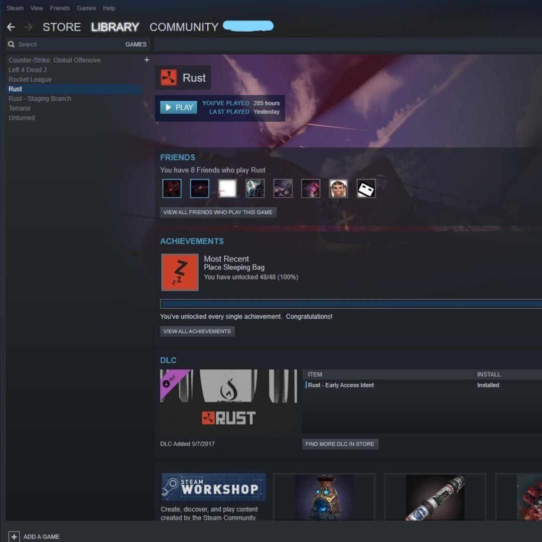 Steam Account With Rust Csgo Toys Games Video Gaming In Game Products On Carousell - steam community roblox screenshots