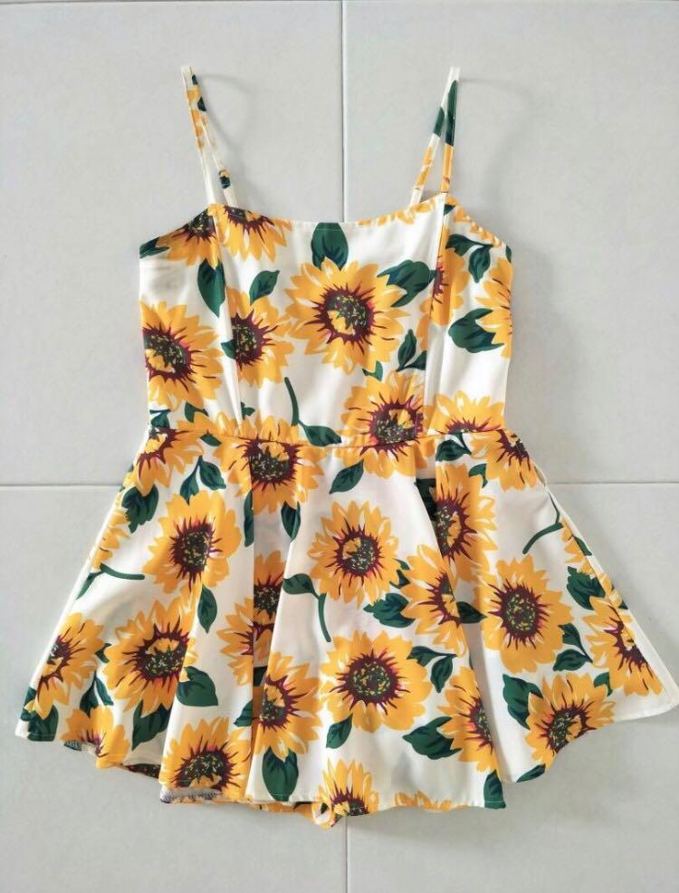 white sunflower romper