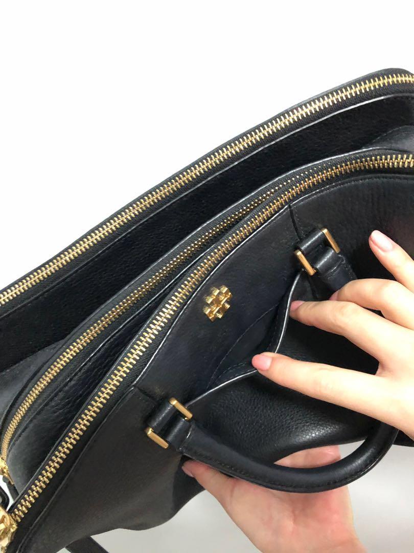 Tory Burch Georgia Pebbled Double Zip Satchel