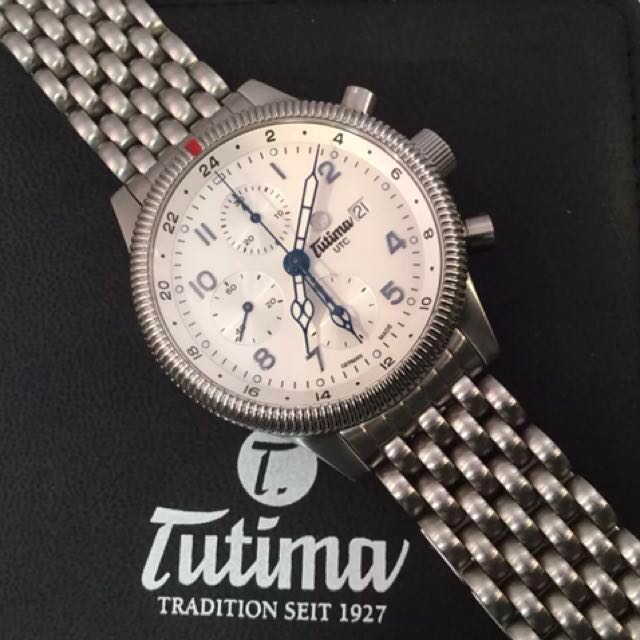 Tutima Grand Classic Automatic Chrono UTC GMT White Dial 43 mm