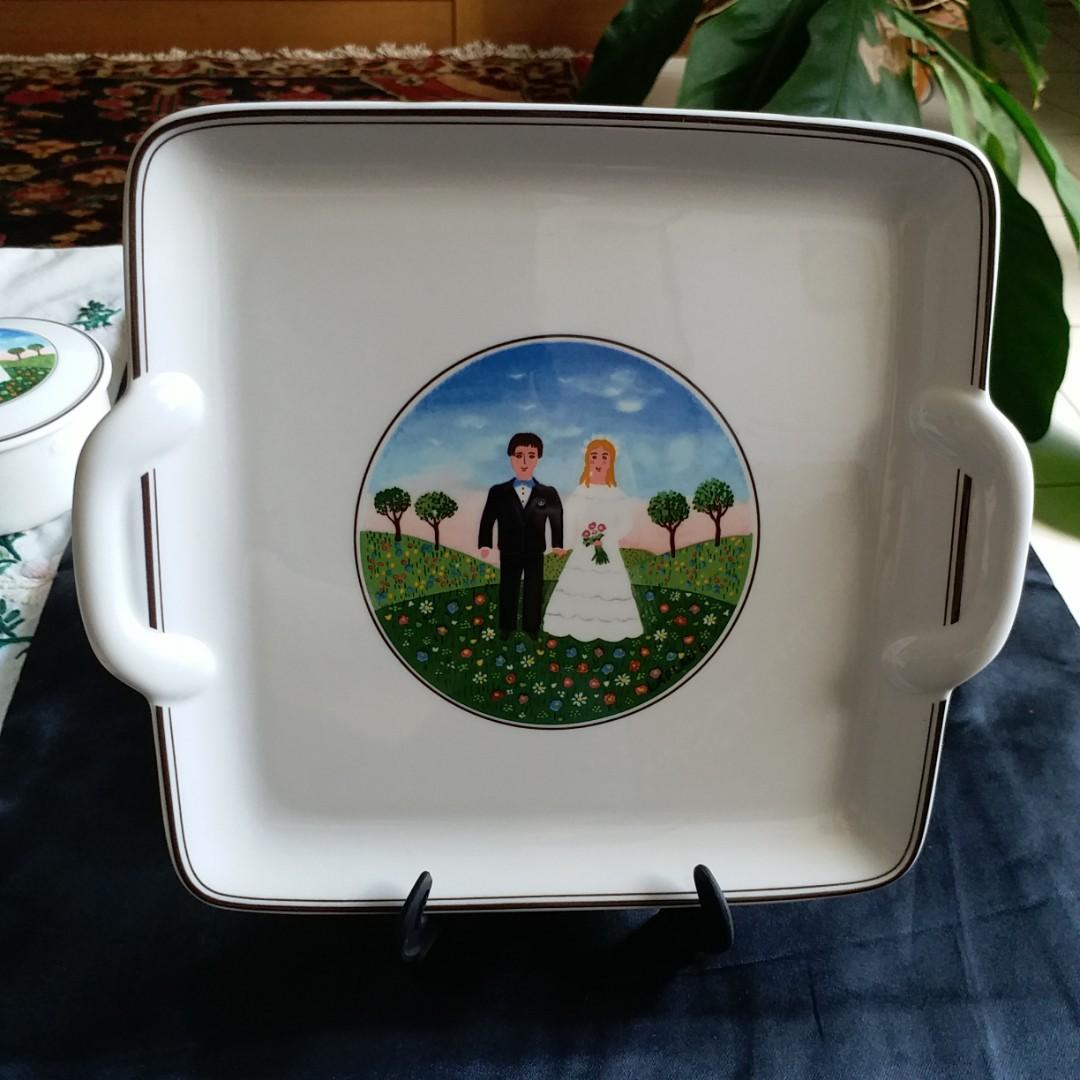 Villeroy & Boch Naif Wedding square handled cake plate, Furniture