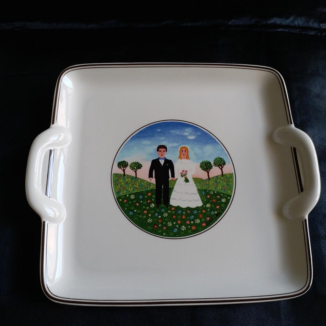 Villeroy & Boch Naif Wedding square handled cake plate, Furniture