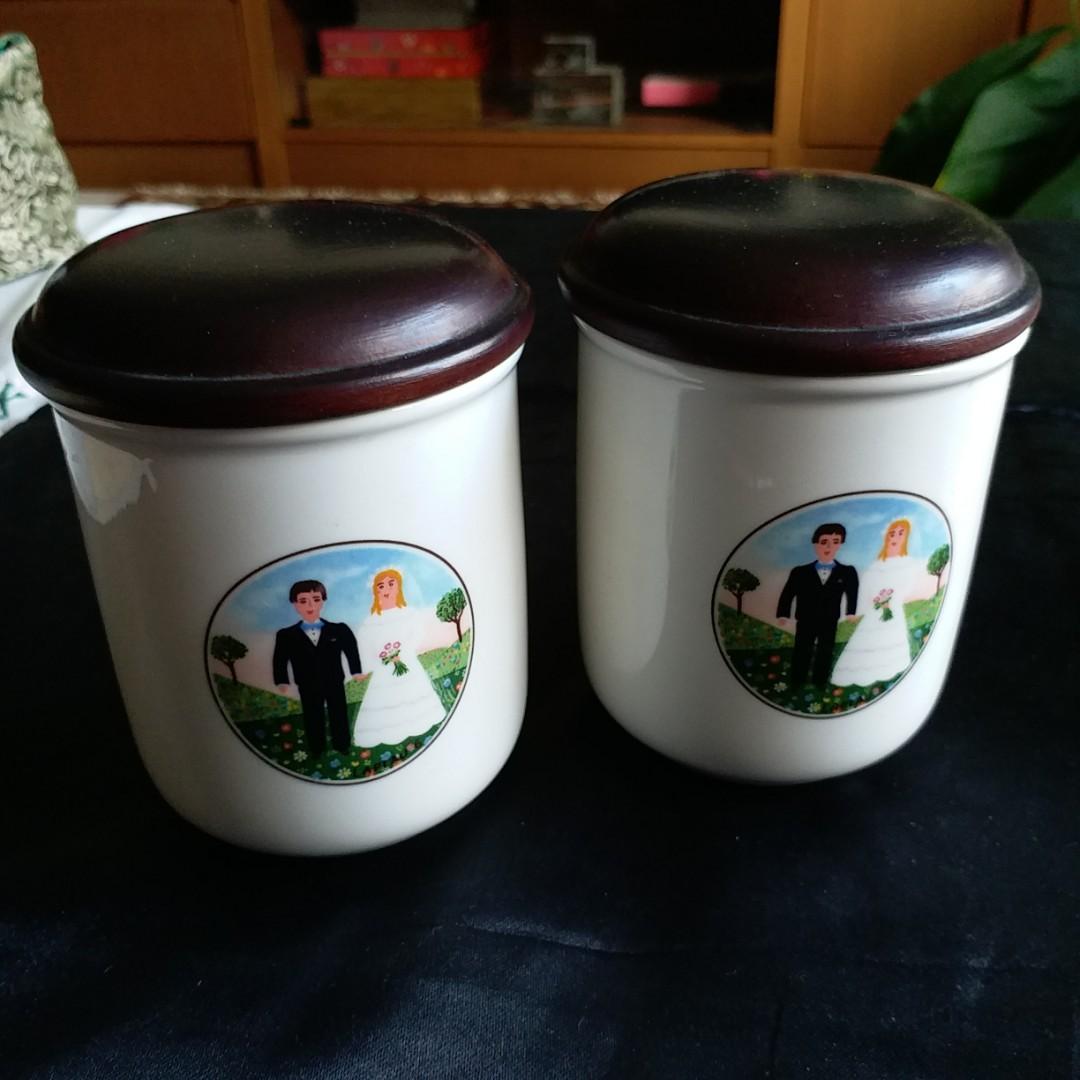 Villeroy & Boch Naif Wedding storage jars with lid (2), Furniture