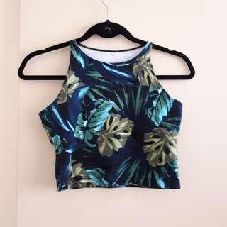 Tropical Leaves crop top (American Apparel)