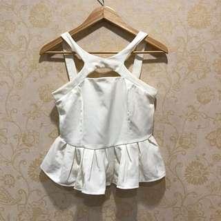 White Peplum Top