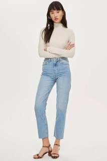 Mid denim blue straight cut jeans