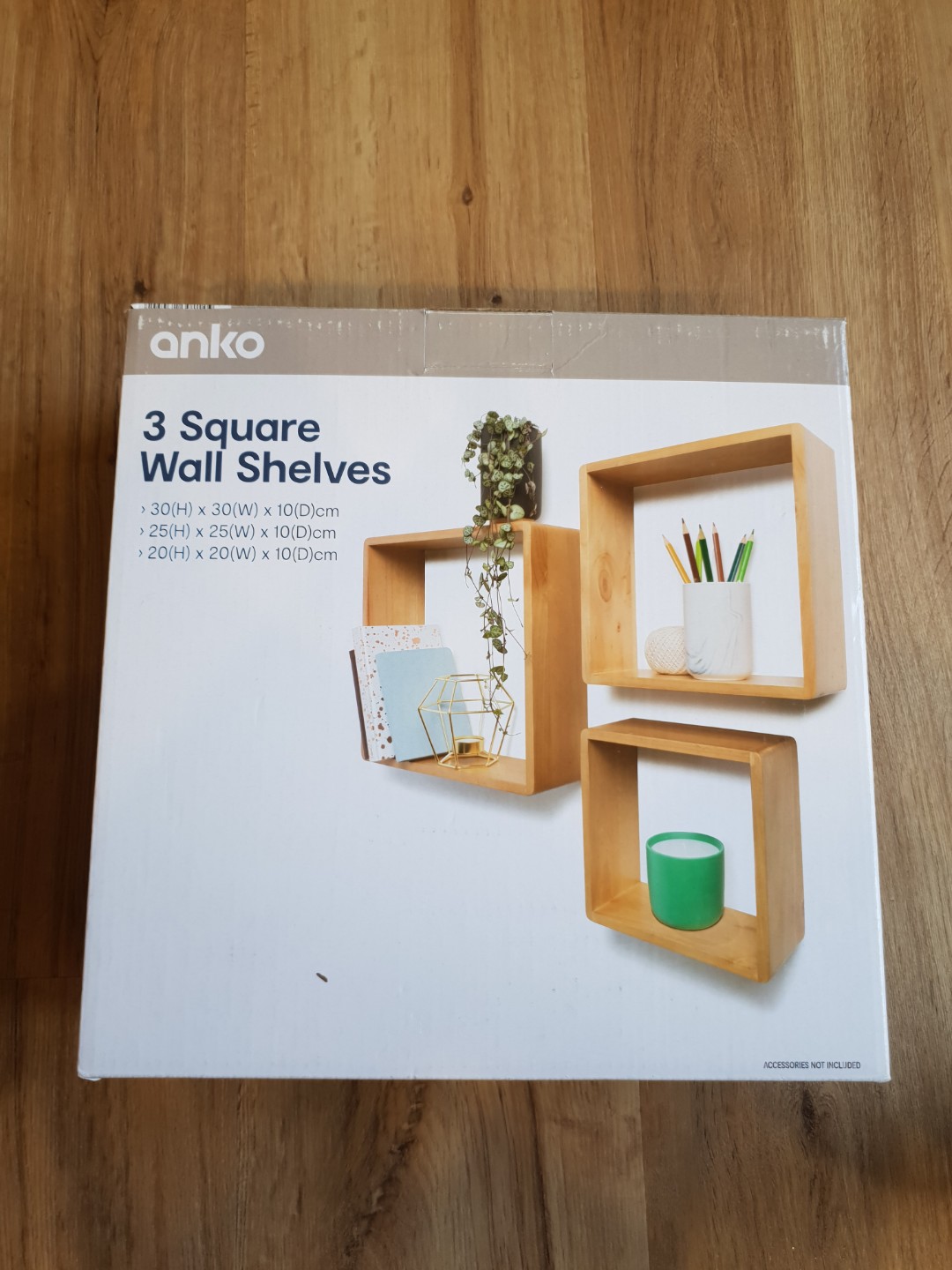 3 Square Wall Shelves (From Kmart), Furniture & Home Living, Furniture