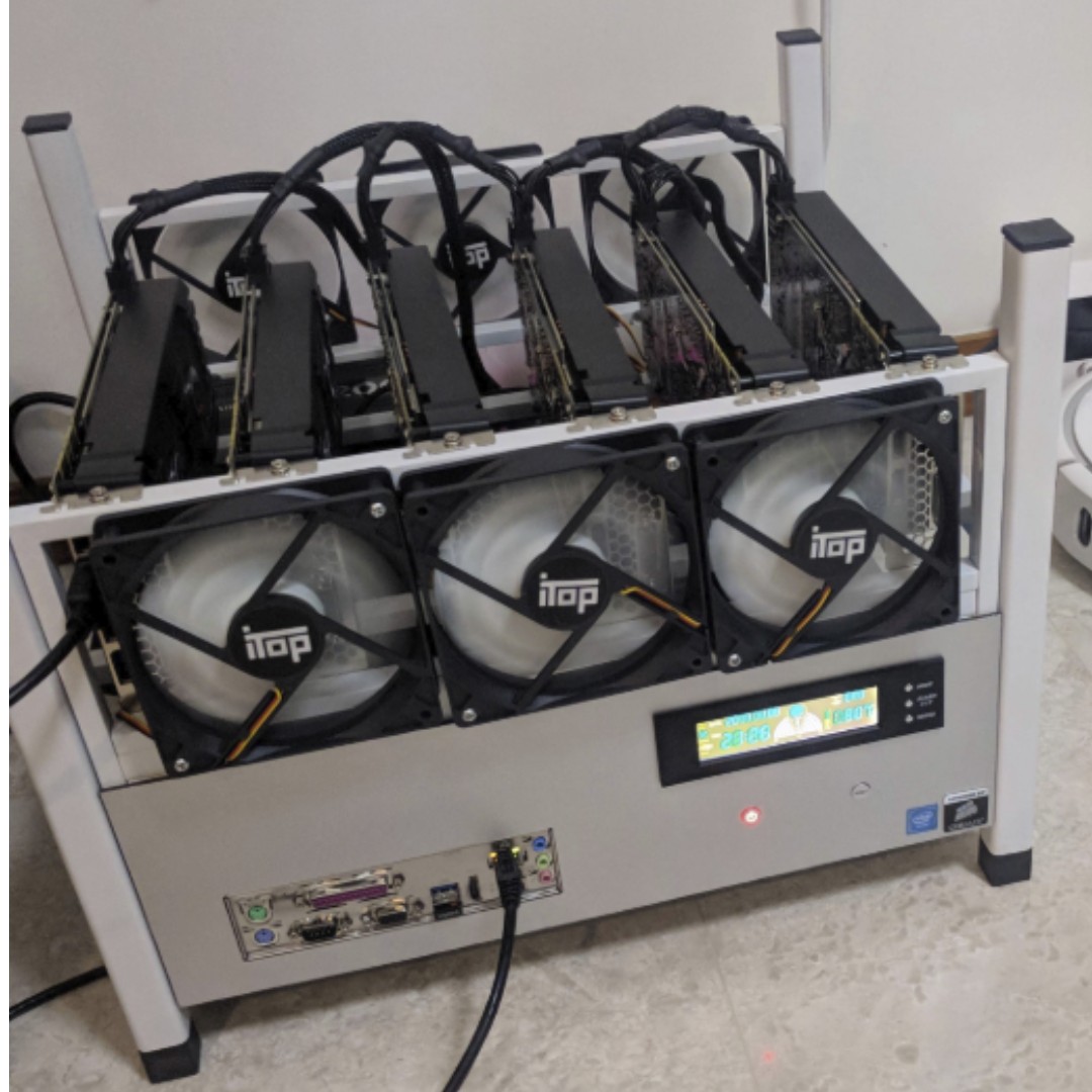 Allwin 6 GPU Open Air Mining Case Computer Miner Frame Rig 6x Fan