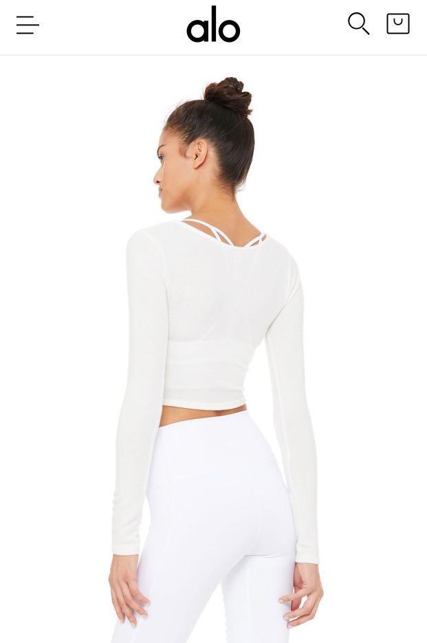 Alo yoga Amelia luxe long sleeve crop top size s Women s Fashion