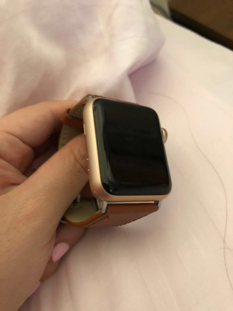 Apple Watch Series 3 GPS 38mm Gold Aluminium Case with Pink Sand Sport Band Mobile Phones Gadgets Wearables Smart Watches on Carousell