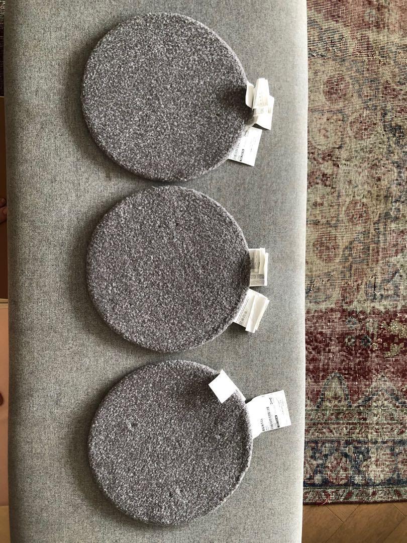 As New Ikea Bertil Chair Pads Set Of 3 In Grey Woolly Furniture