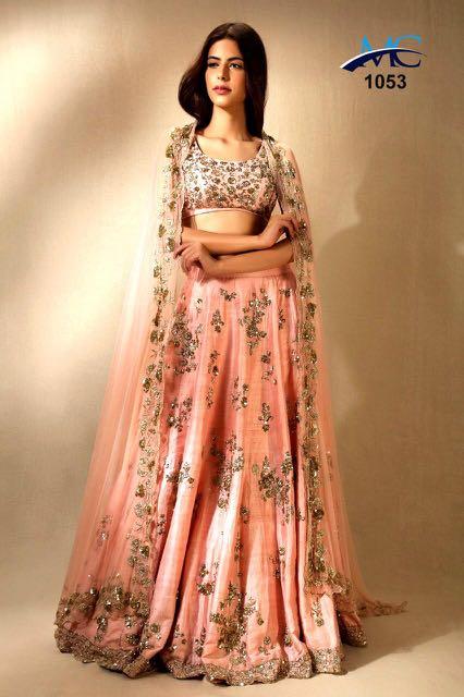 pink and gold lengha