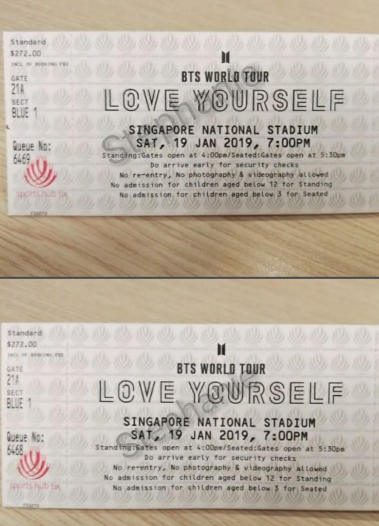 BTS CONCERT TICKETS SINGAPORE CAT 2 BLUE 1, Tickets & Vouchers, Event Tickets on Carousell