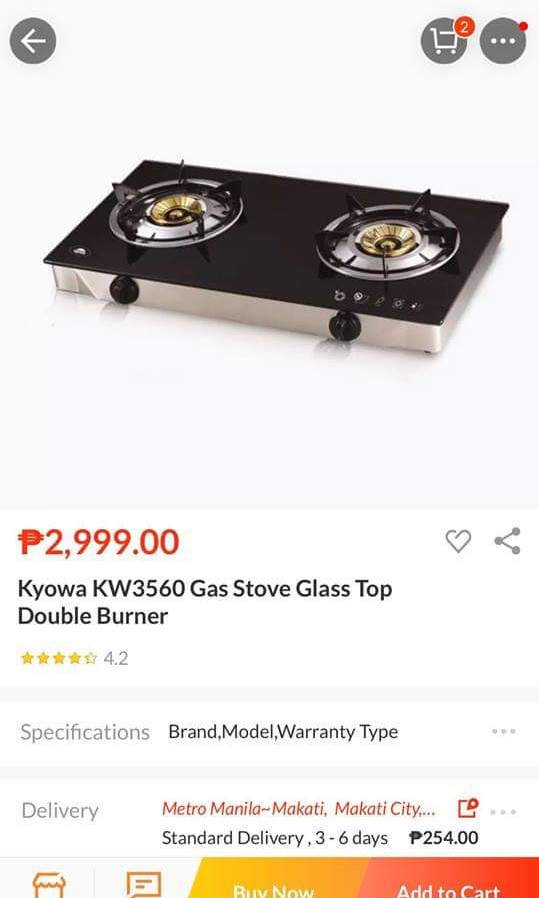 Double Burner Gas Stove (Glass Top), Babies & Kids, Baby Nursery & Kids