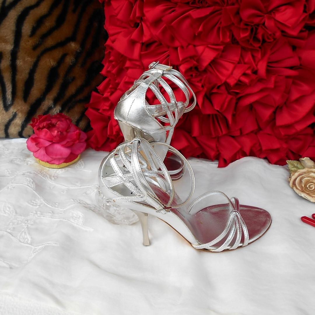 GIUSEPPE ZANOTTI Metallic Silver Heels Authentic Luxury Sneakers