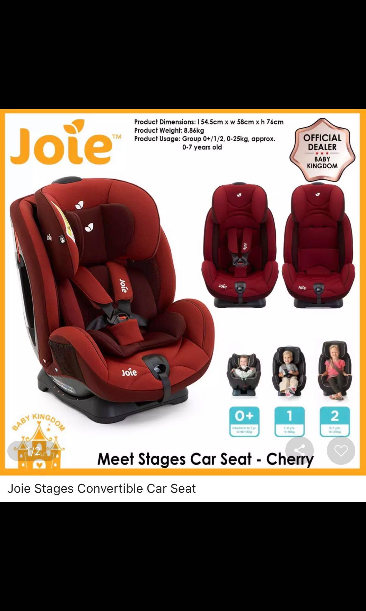 Joie Stages Convertible Car Seat Cherry Babies Kids Going Out Car Seats on Carousell