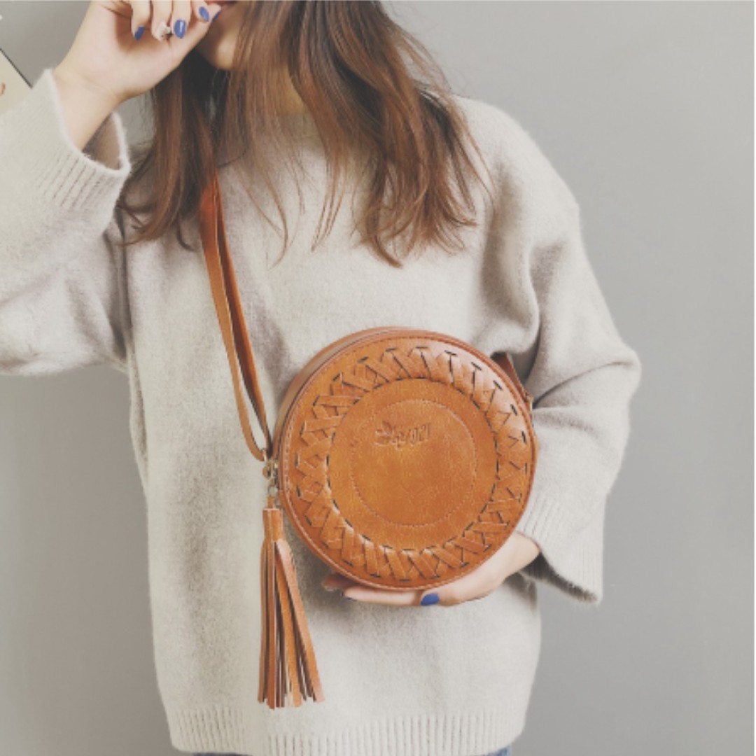 Korean bohemian retro tassel circle sling bag store
