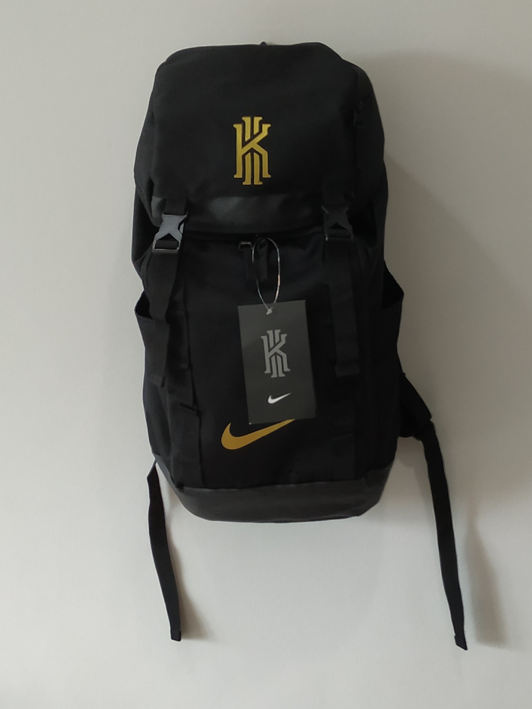 kyrie irving backpack black and gold