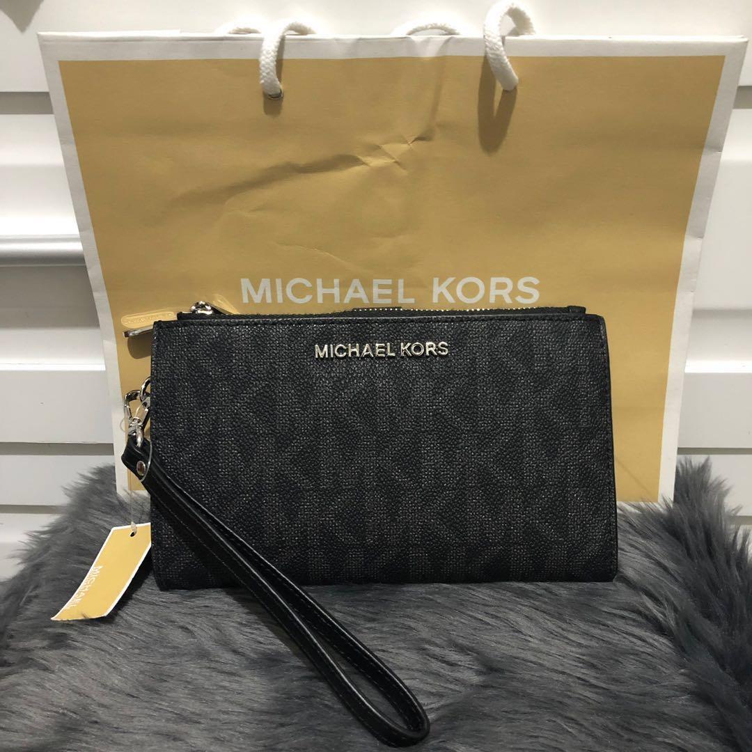 Michael kors jet set travel double store zip wristlet black
