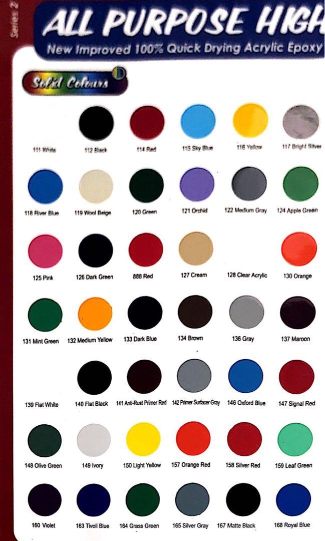 Nikko Spray Paint Color Chart