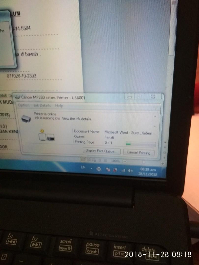 printer canon mp287, Computers & Tech, Parts & Accessories, Computer