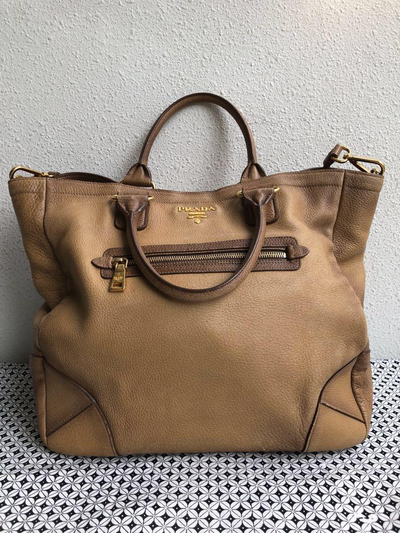 Pristine Condition Prada Tote Bag in Deer Skin