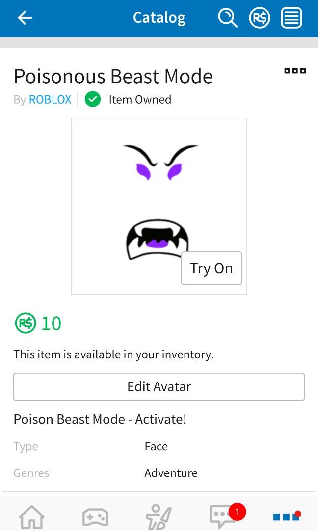 Roblox Limited Time Poisonous Beast Mode Everything Else On - poisonous beast mode roblox