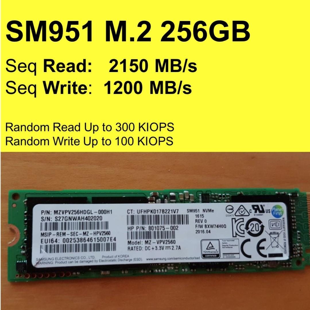 Samsung SM951 256GB M.2 PCIe 3.0 Internal SSD NVMe Computers Tech Parts Accessories Hard Disks Thumbdrives on Carousell