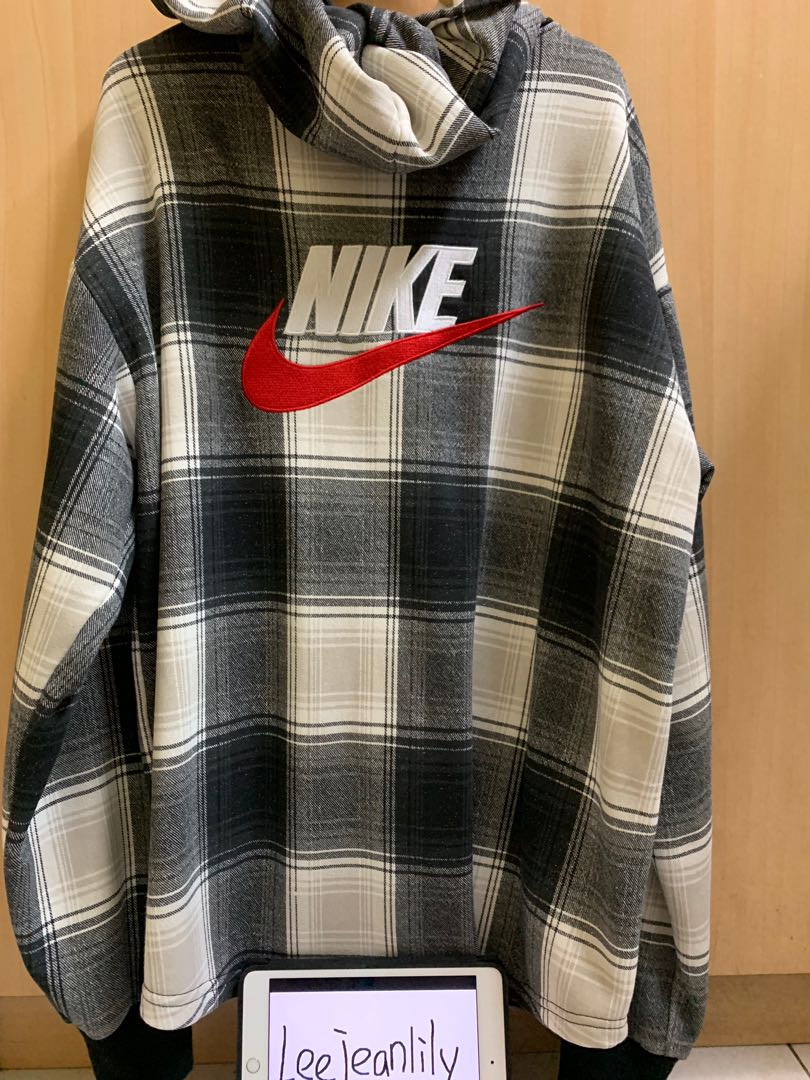 Supreme x Nike plaid hooded sweatshirt, Men's Fashion, Tops & Sets