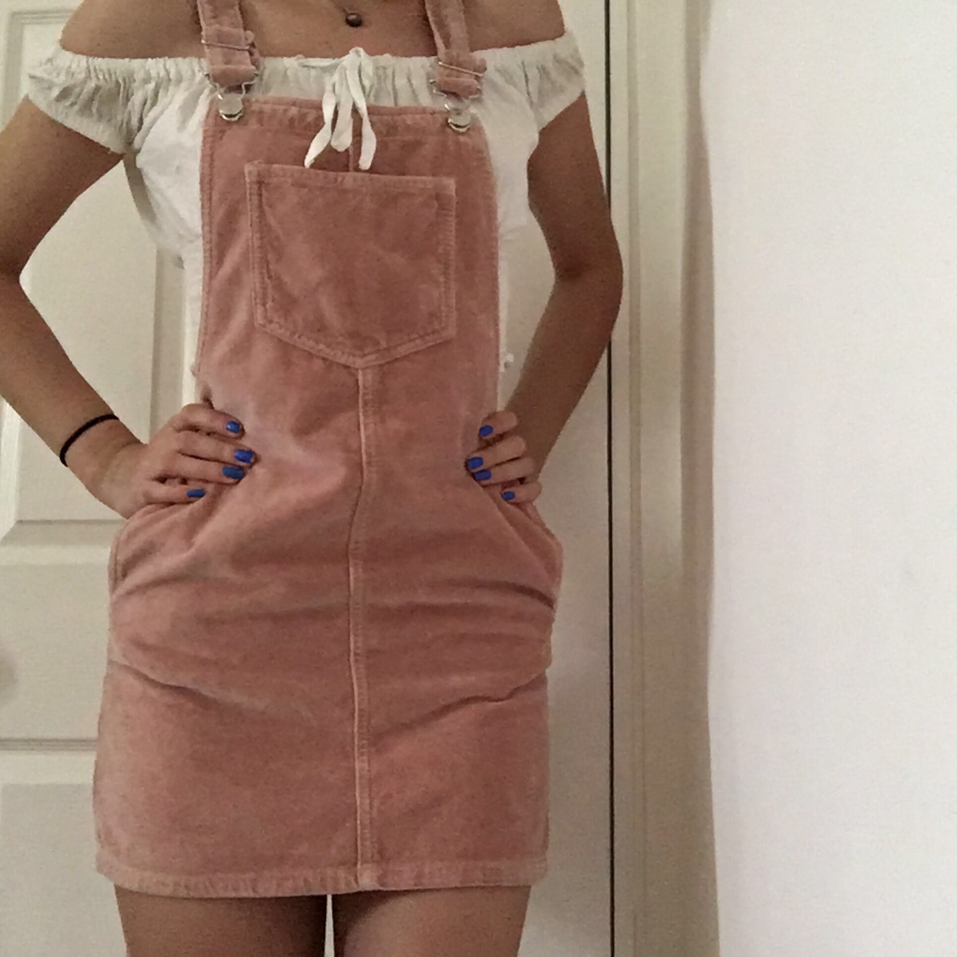 topshop pink pinafore dress