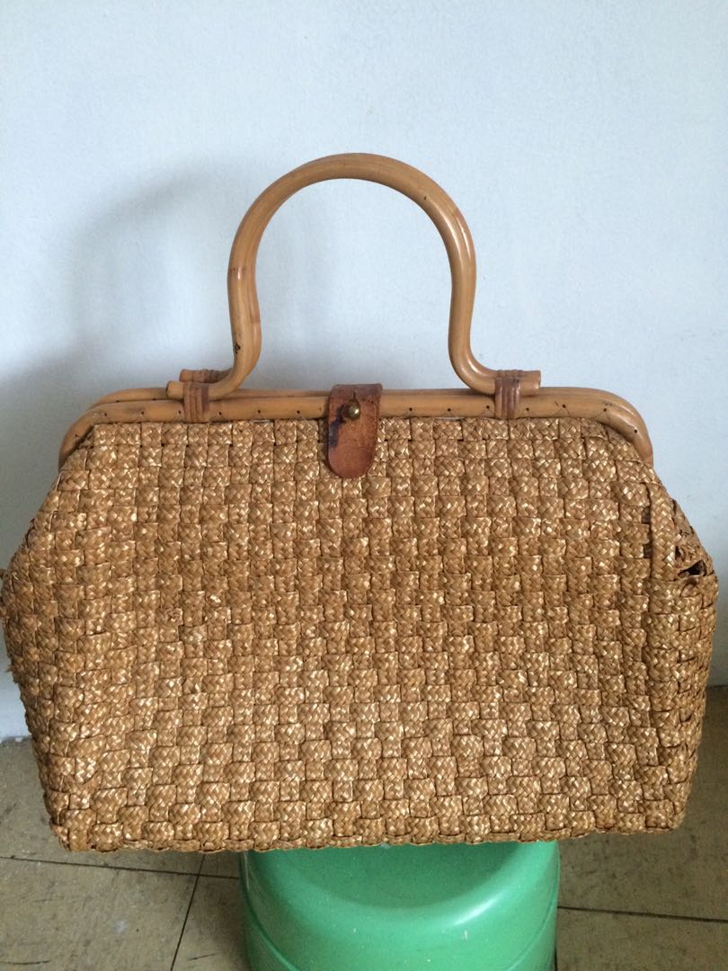 Vintage Rattan Woven Bag, Hobbies & Toys, Memorabilia & Collectibles
