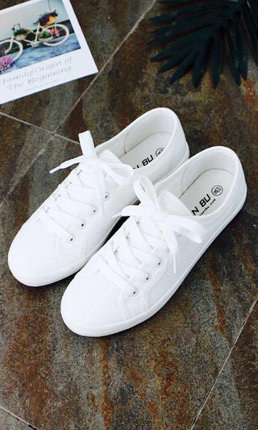 White basic cute korean shoes, Women's 