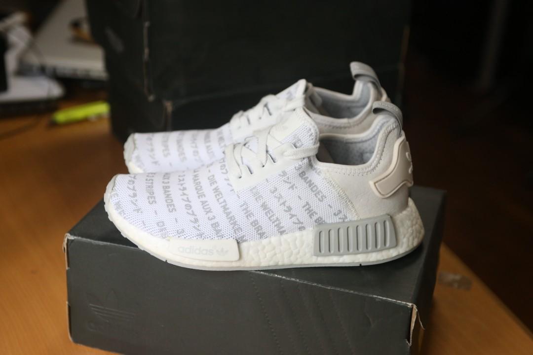 adidas NMD R1 Whiteout Three 3 Stripes, Men's Fashion, Footwear, Sneakers  on Carousell