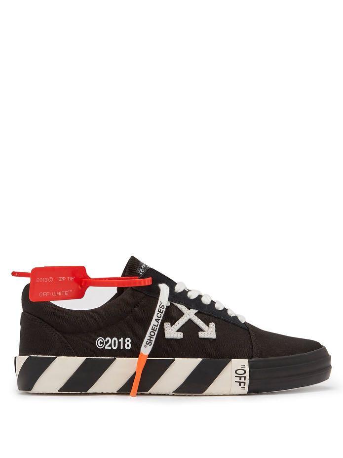 Authentic Off White Vulc Canvas Low Top Sneakers Black Men s Fashion Footwear Sneakers on Carousell