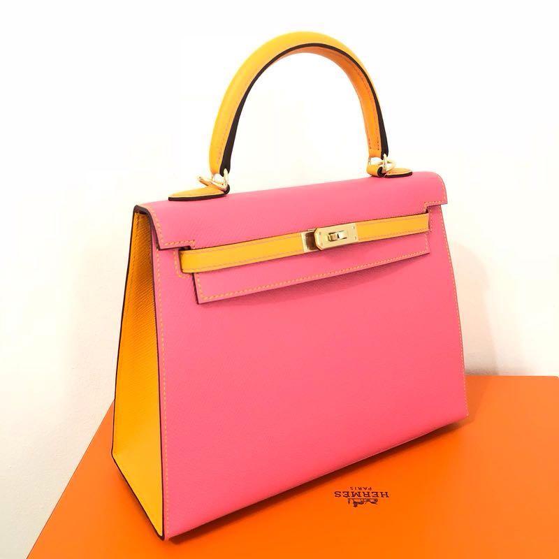 Hermes BNIB Kelly 28 Rose Azalee Epsom - Vintage Lux