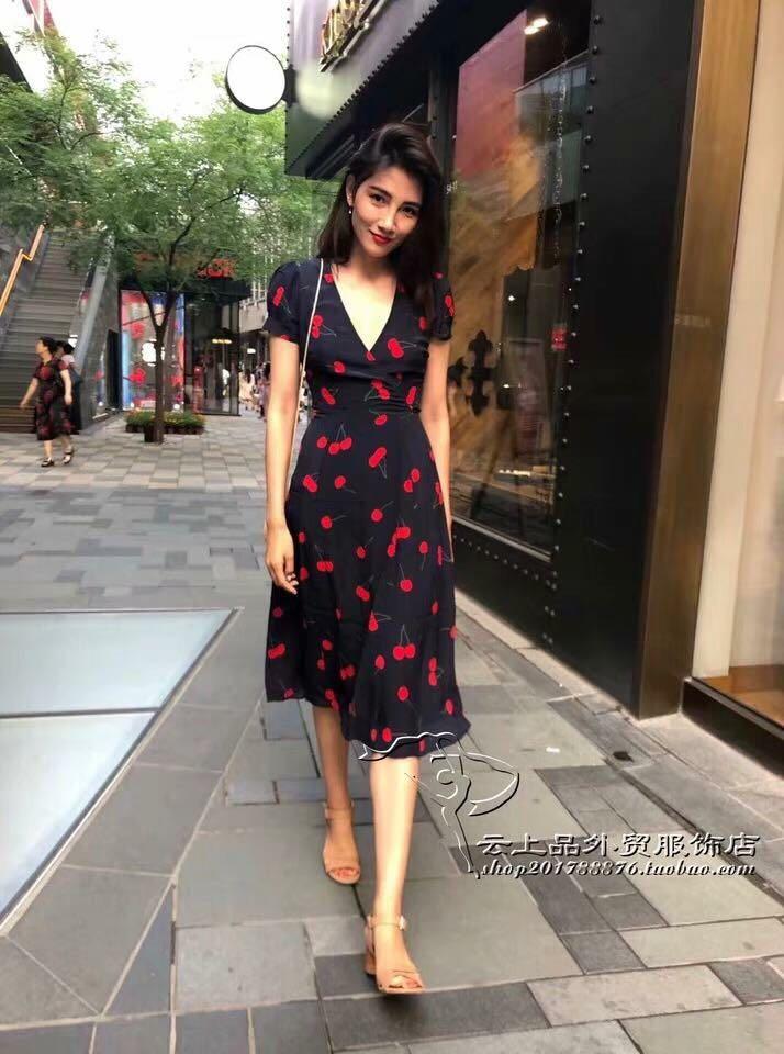 cherry wrap around dress