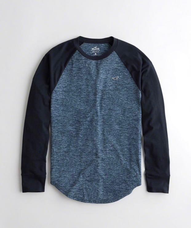 Hollister Raglan Long Sleeve Tshirt Men s Fashion Tops Sets Tshirts Polo Shirts on Carousell