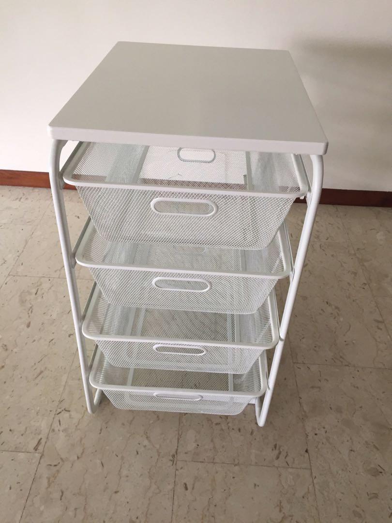 Ikea 4 Metal Drawer Unit With A Bench Top Furniture Shelves