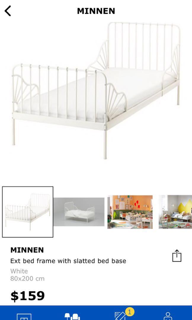 Ikea Minnen Extendable Bed Frame With Slat Inc Mattress