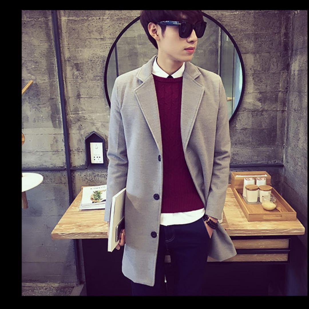 Korean Fashion Men long trench coat