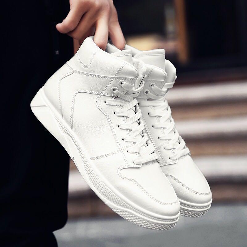 high cut white shoes